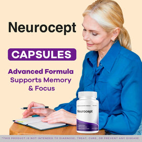 Capsules de Neurocept sur une surface blanche