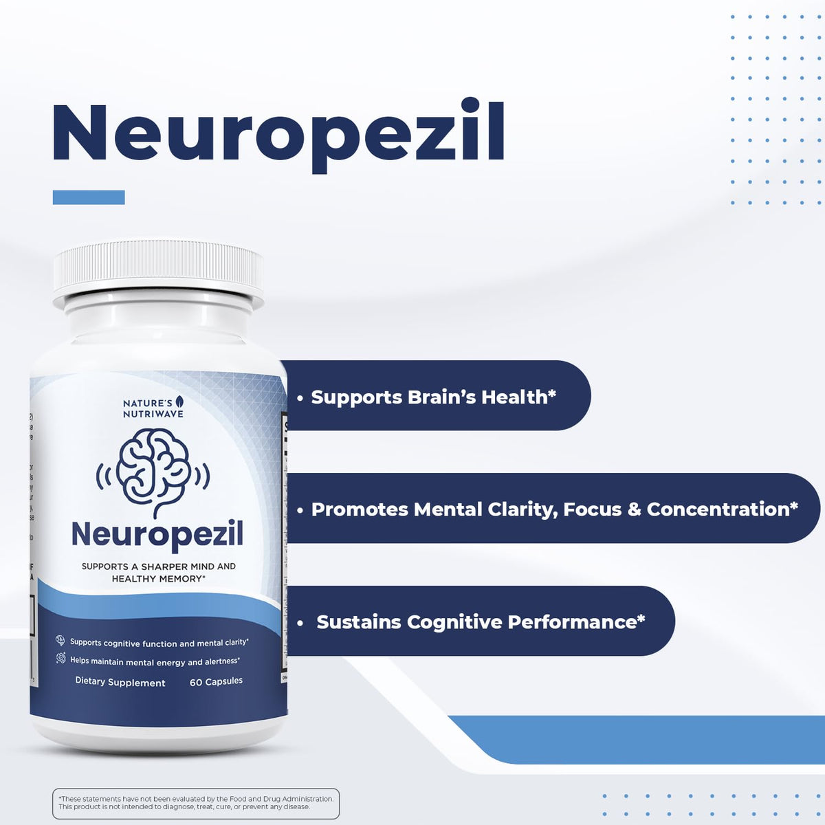 Capsules de Neuropezil en vue rapprochée sur fond blanc