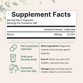 Capsules de Niacine 500mg Micro Ingredients sur une surface blanche