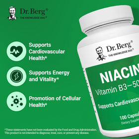 Capsules de niacine Dr. Berg sur une surface blanche