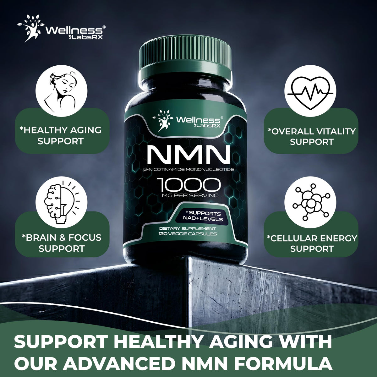 Capsules de NMN 1000mg pour un soutien énergétique quotidien