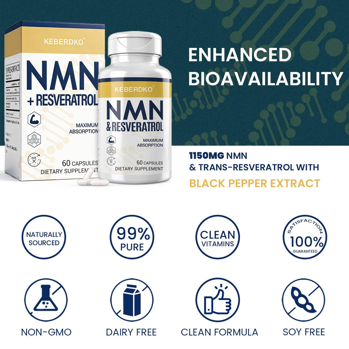 Capsules de NMN en main sur fond neutre