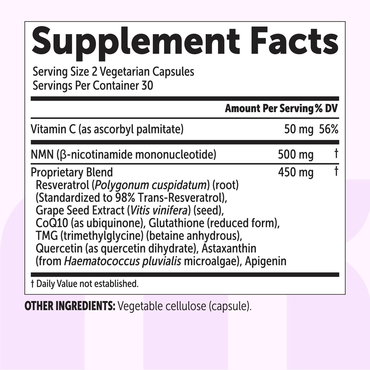Capsules de NMN Micro Ingredients sur un fond neutre