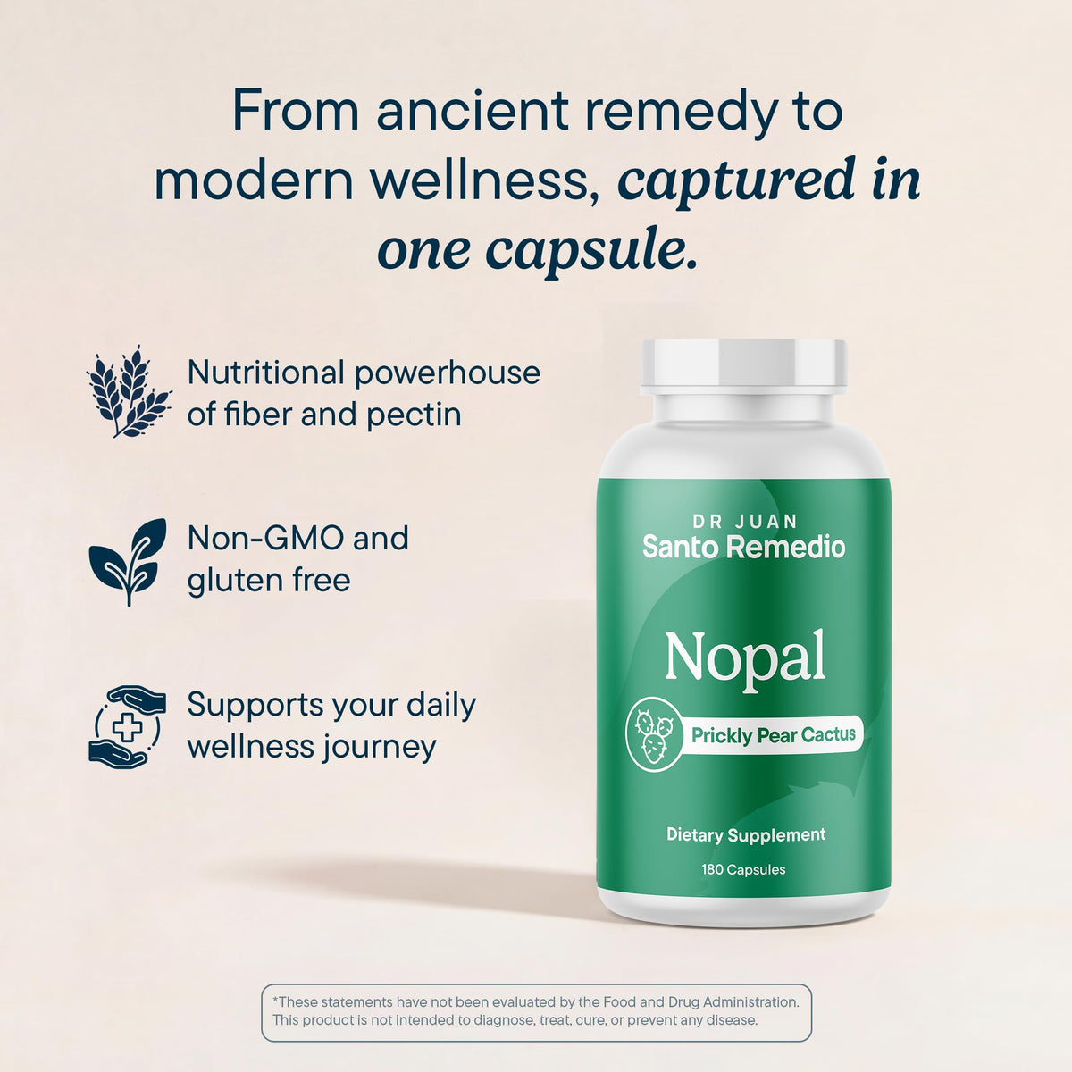 Capsules de Nopal de Santo Remedio sur fond blanc