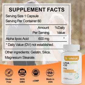 Capsules de Novafun Acide Alpha Lipoïque sur fond blanc