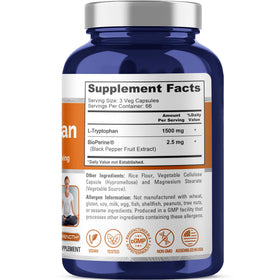 Capsules de NusaPure L-Tryptophan 1500mg sur fond blanc