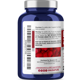 Capsules de NusaPure Racine de Betterave Bio sur une surface blanche