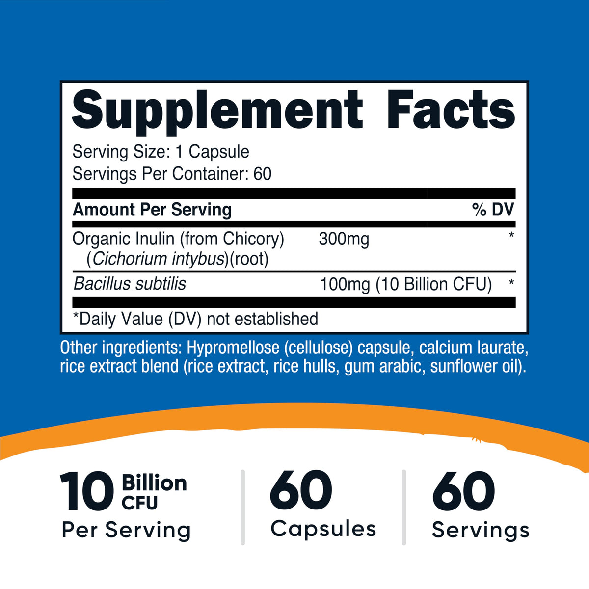 Capsules de Nutricost Bacillus Subtilis sur une surface blanche