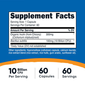 Capsules de Nutricost Bacillus Subtilis sur une surface blanche