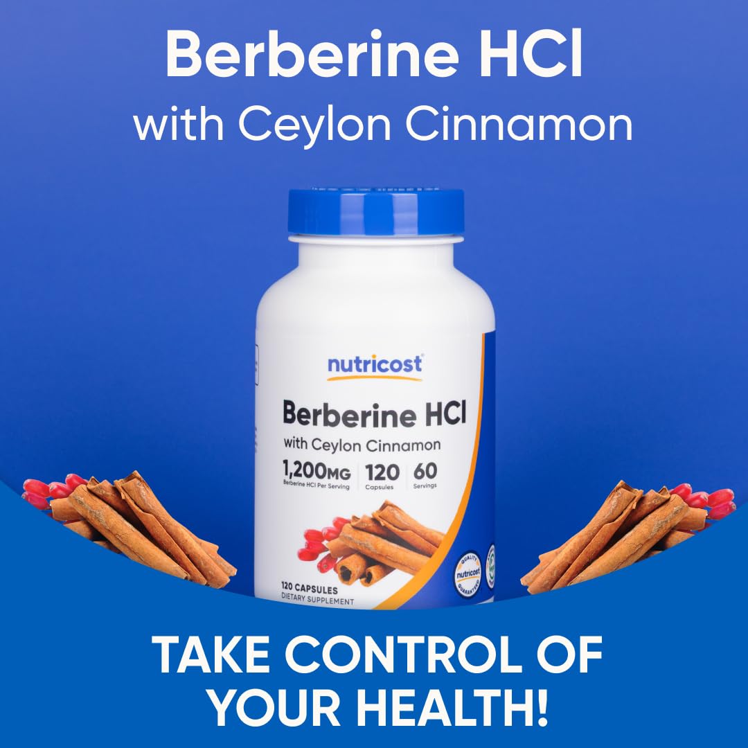 Capsules de Nutricost Berberine HCl avec Cannelle de Ceylan dans un bol