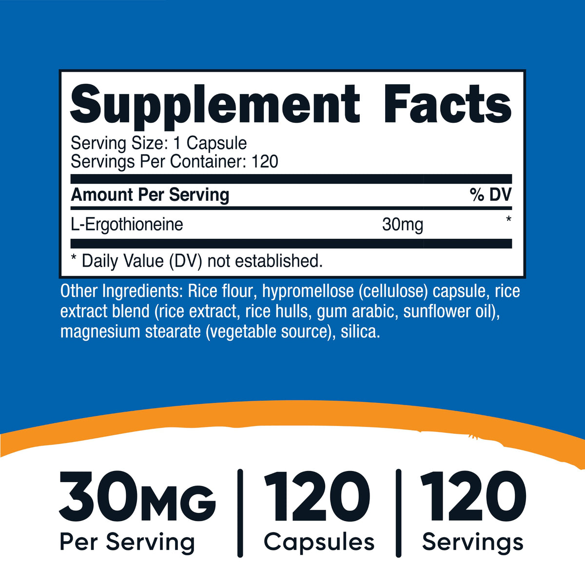 Capsules de Nutricost L-Ergothioneine sur une surface blanche