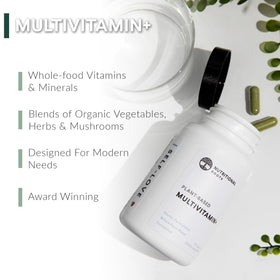 Capsules de Nutritional Roots sur une surface blanche
