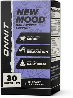 Capsules de ONNIT New MOOD sur une surface blanche