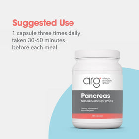 Capsules de Pancreas Glandulaire 425 mg sur une surface blanche