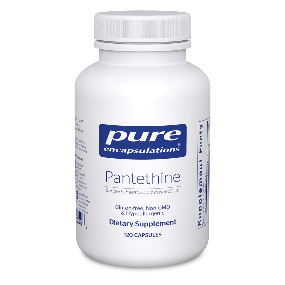 Capsules de Pantethine Pure Encapsulations, vue de face