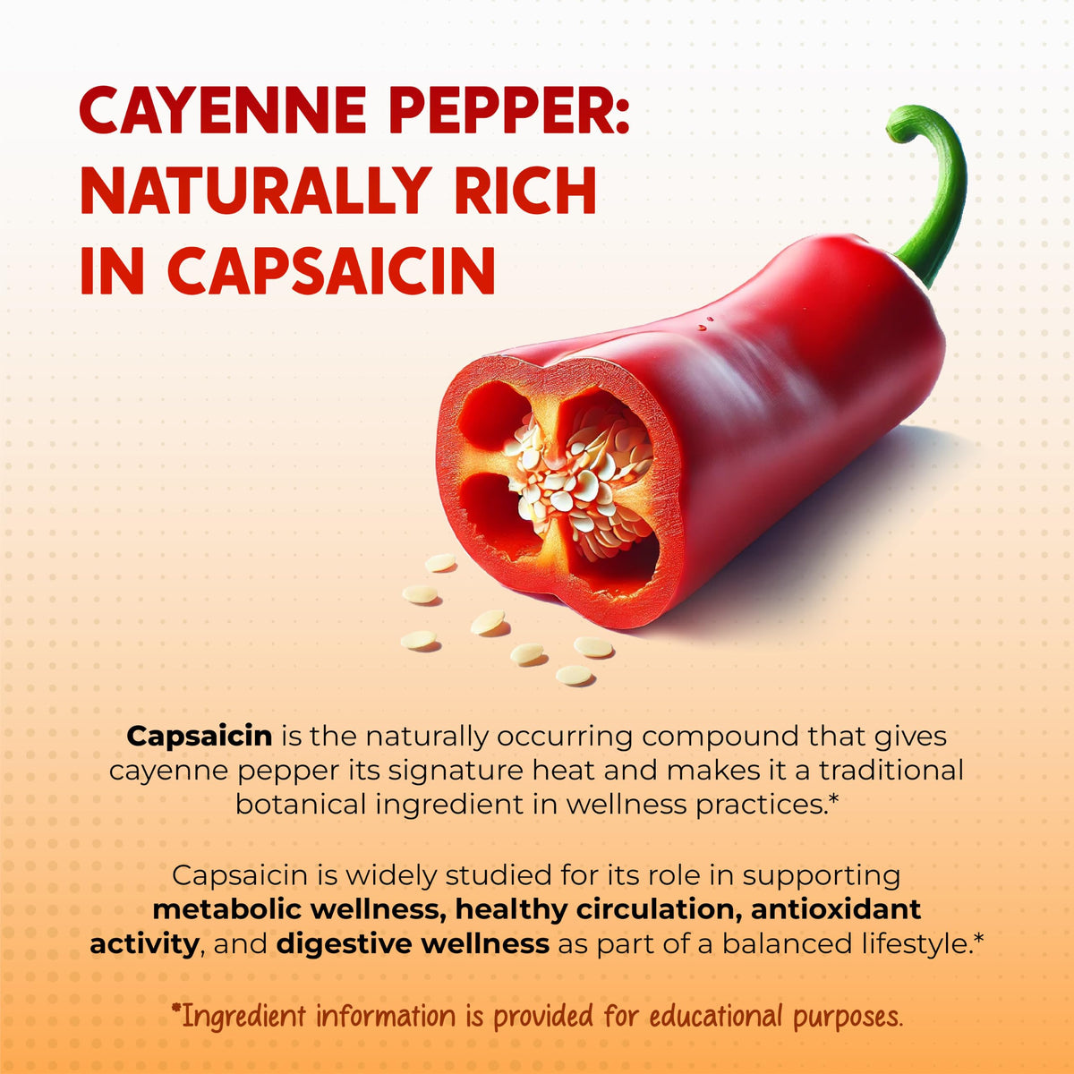Capsules de PEAKPURY Piment de Cayenne sur fond blanc