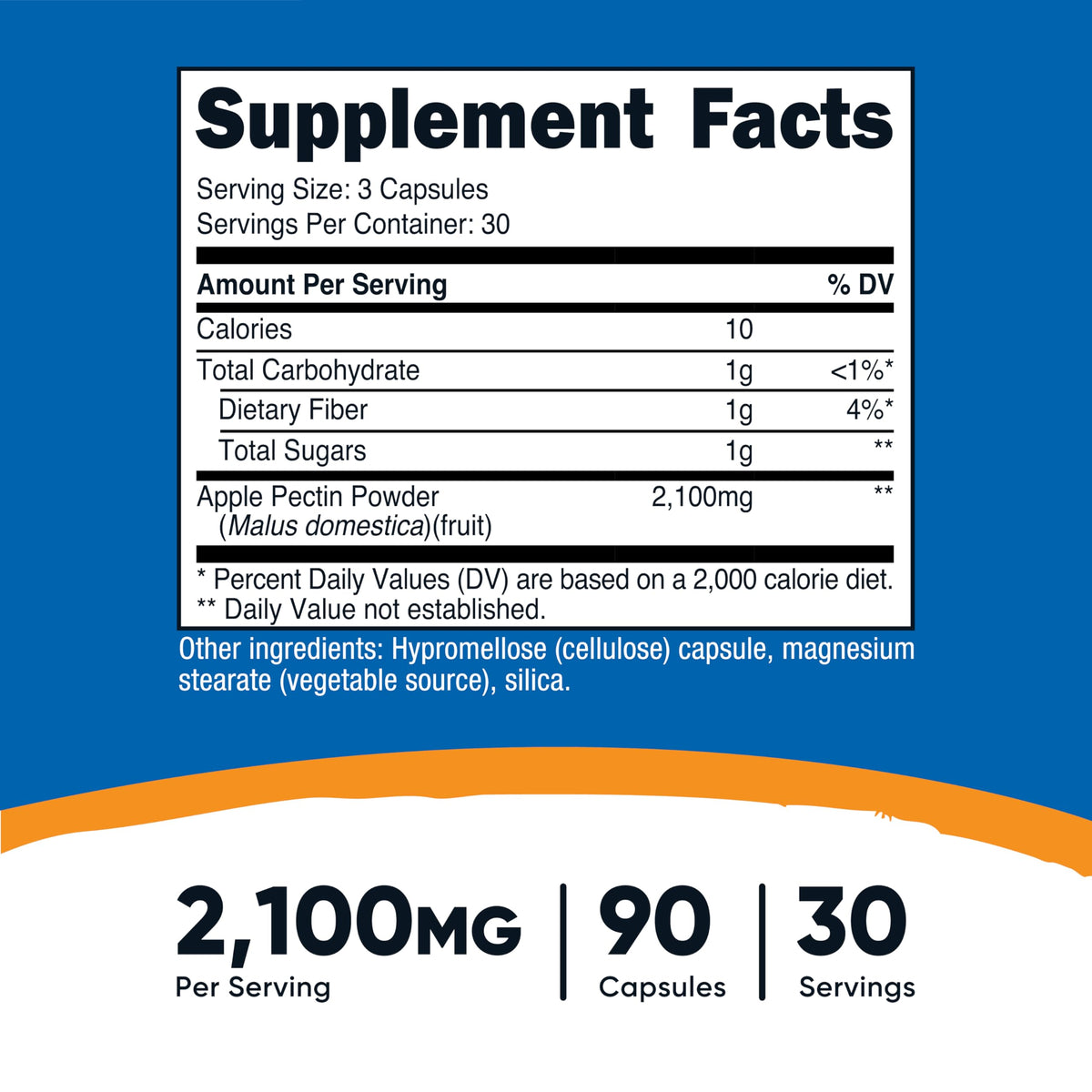 Capsules de pectine de pomme Nutricost sur fond blanc