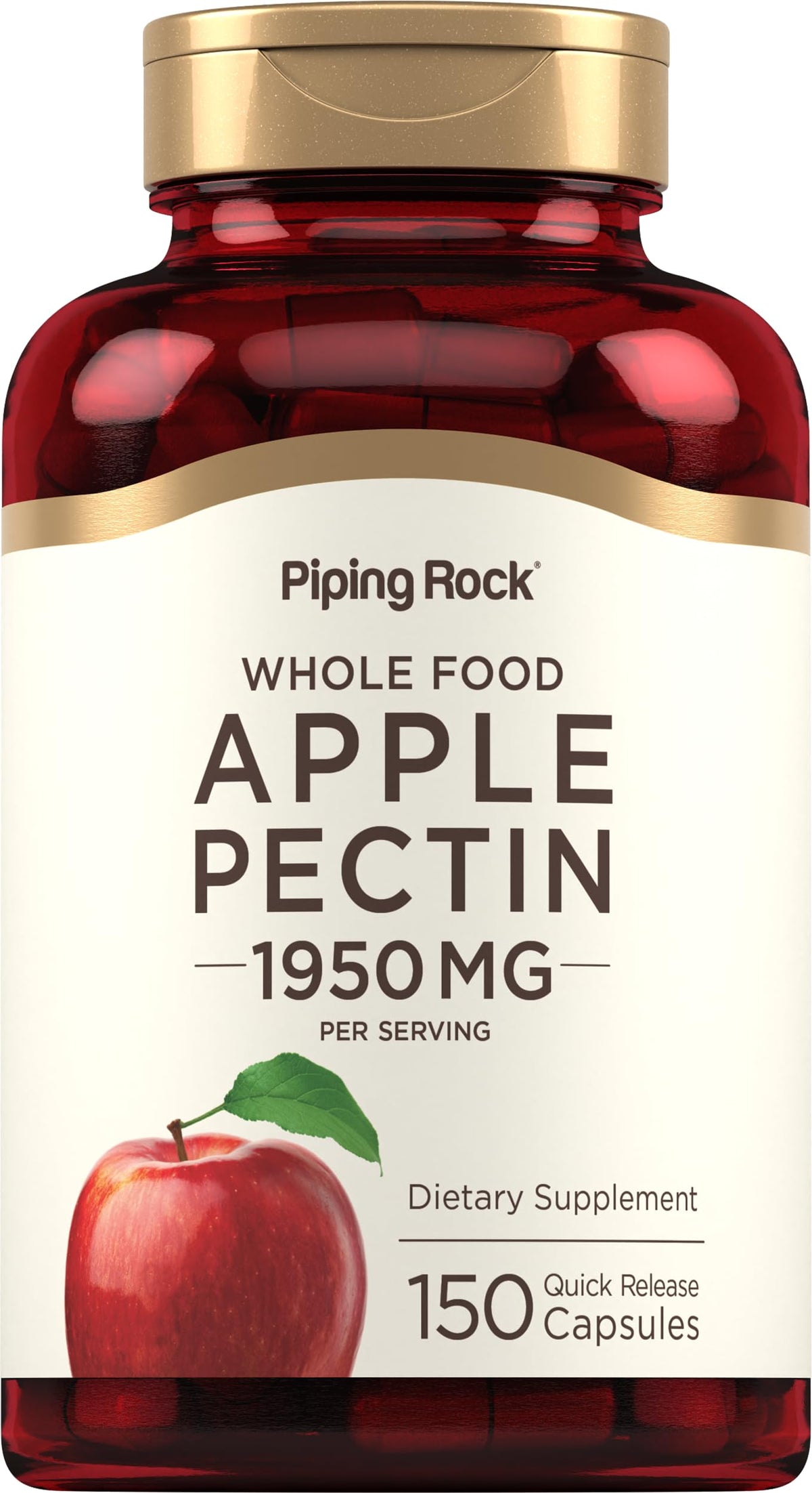 Capsules de Pectine de Pomme Piping Rock 1950 mg, vue de face