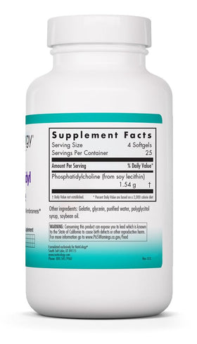 Capsules de Phosphatidylcholine 385 mg Allergy Research Group sur fond blanc