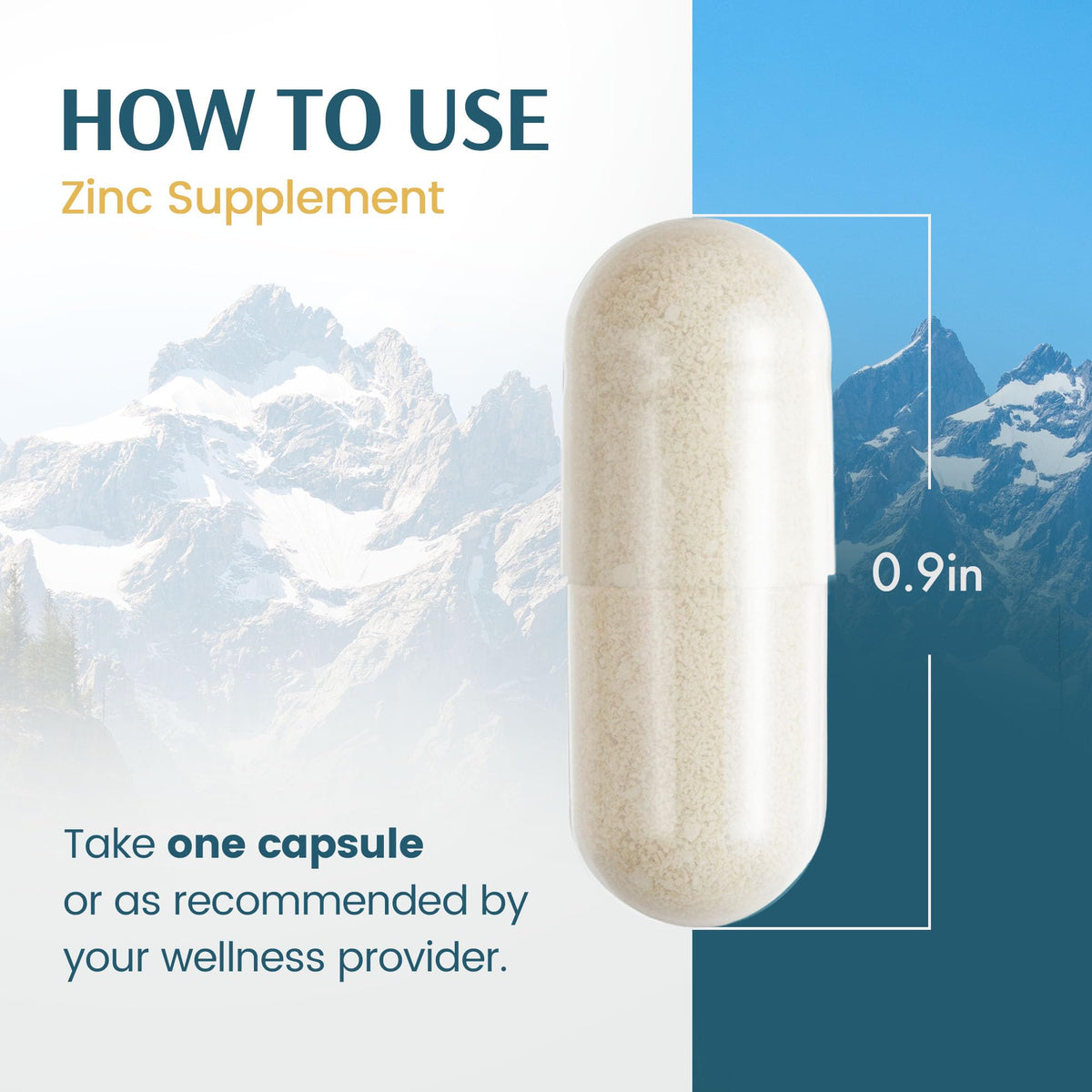 Capsules de picolinate de zinc 50 mg de Vykee Nutrition sur une table