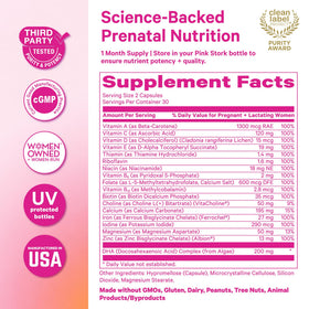 Capsules de Pink Stork Total Prenatal + DHA dans la main