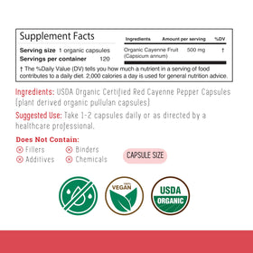 Capsules de poivre cayenne Incas en vue rapprochée