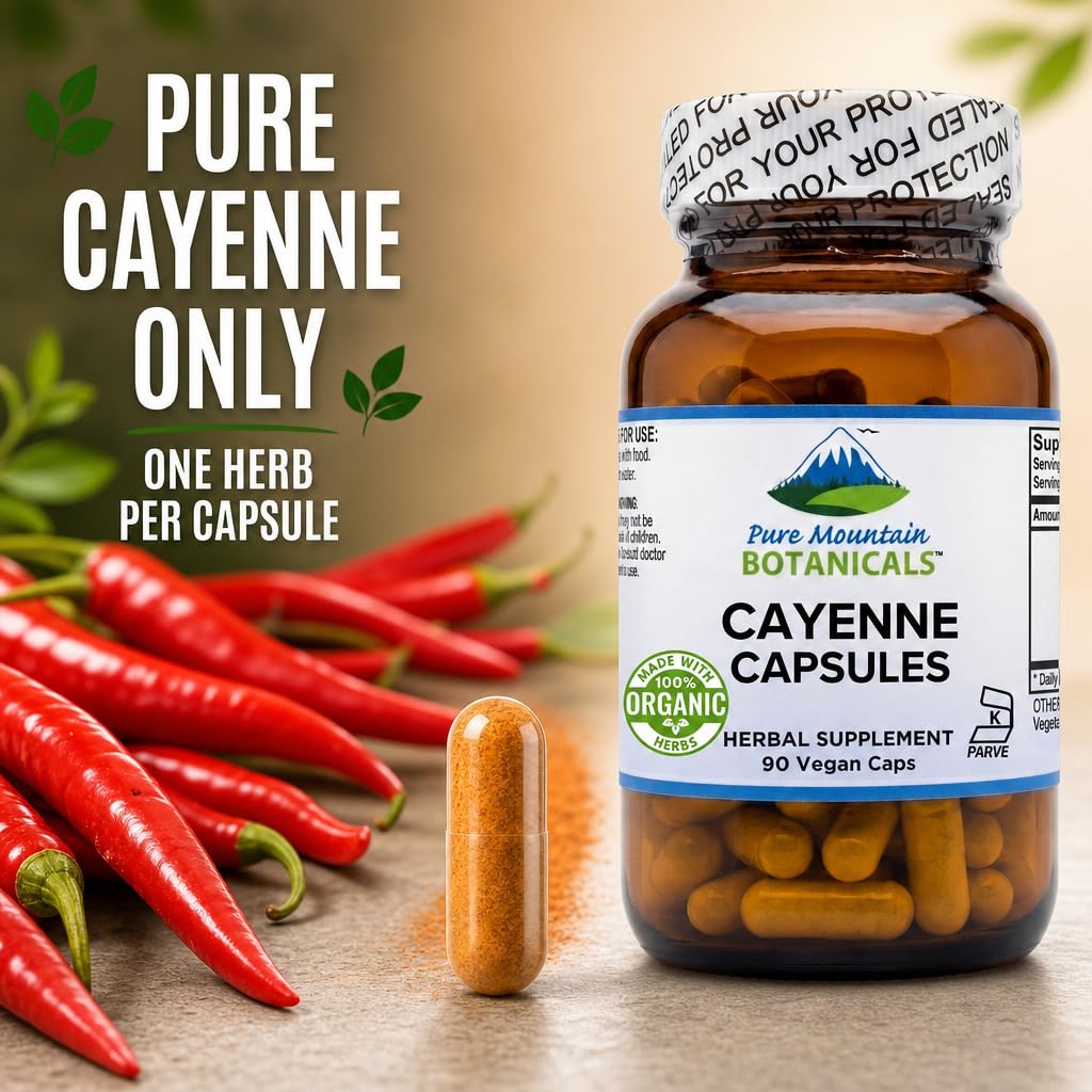 Capsules de Poivre de Cayenne Bio sur un fond naturel