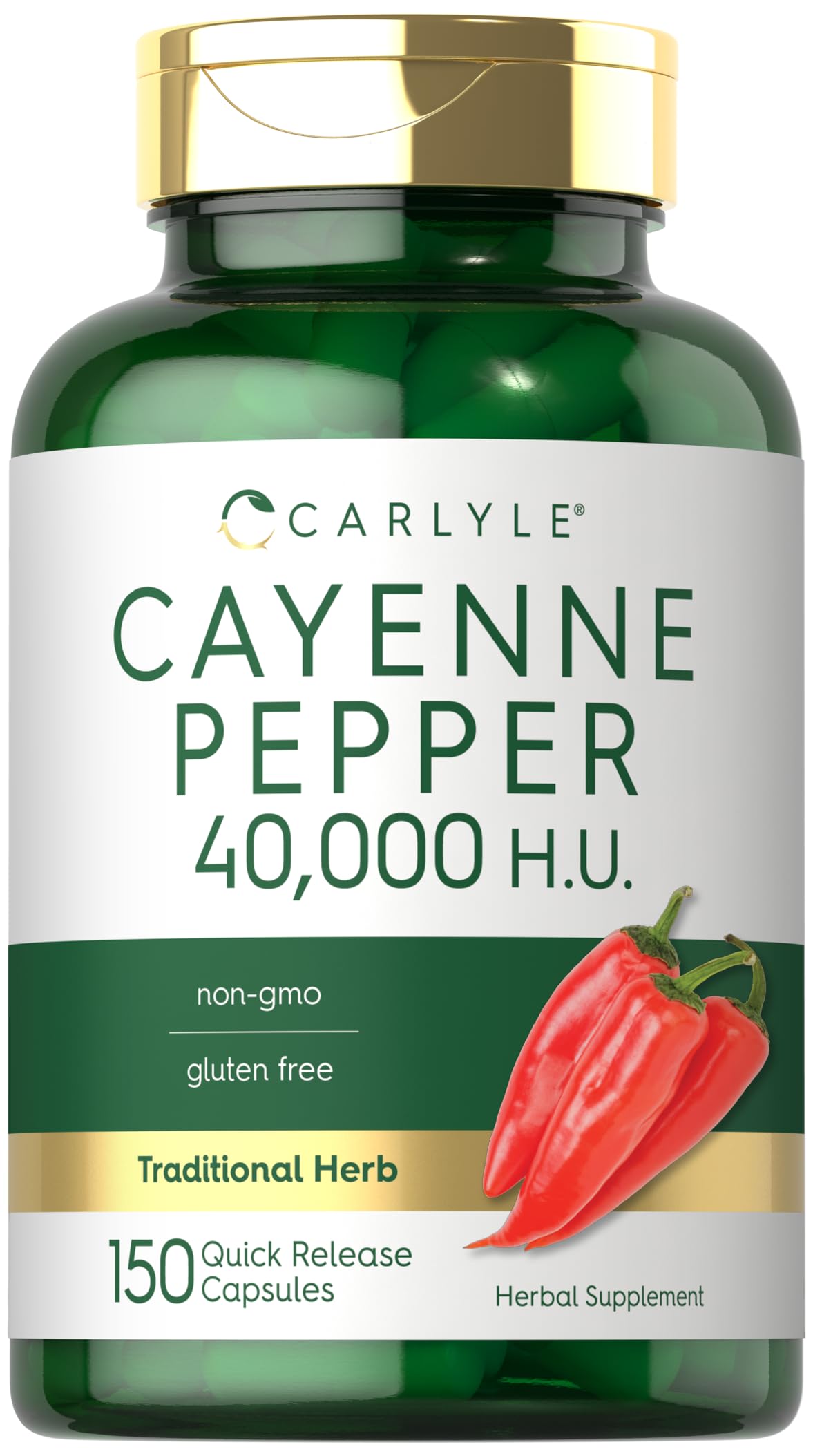 Capsules de poivre de cayenne Carlyle 450 mg vue de face