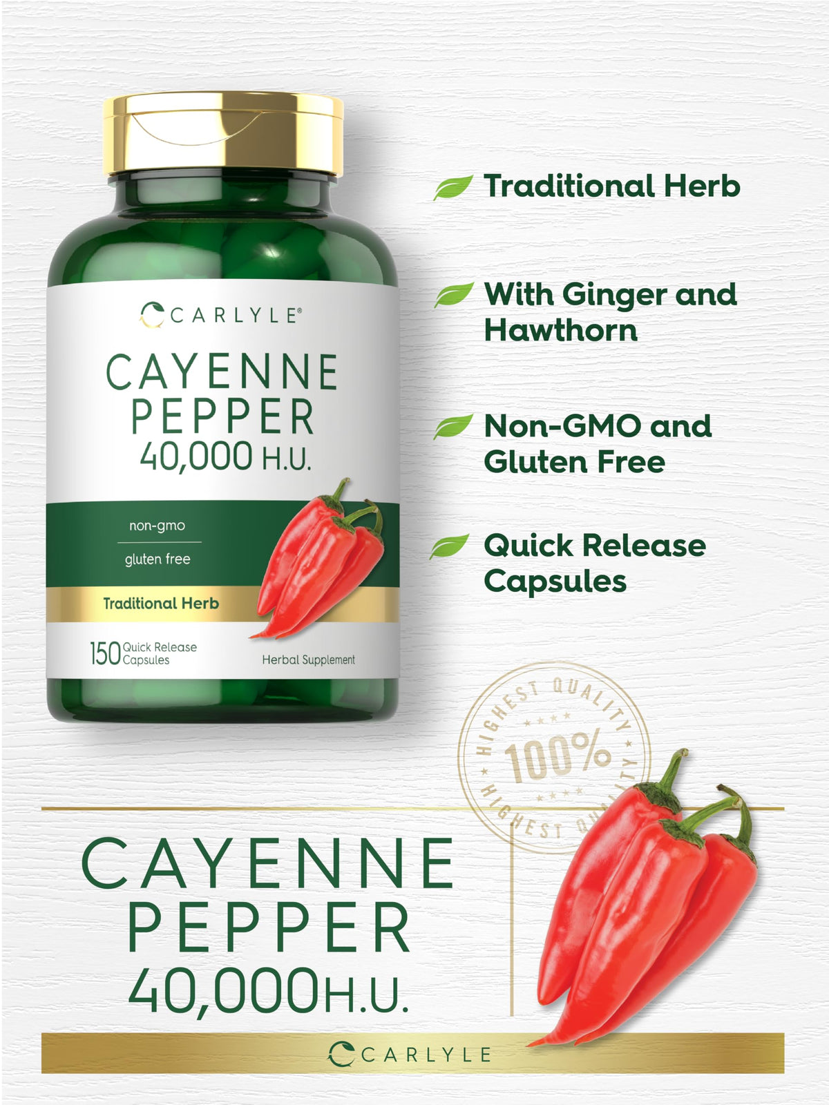 Capsules de poivre de cayenne Carlyle avec des herbes et épices