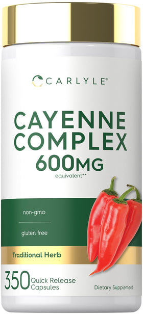 Capsules de poivre de cayenne Carlyle en bouteille vue de face