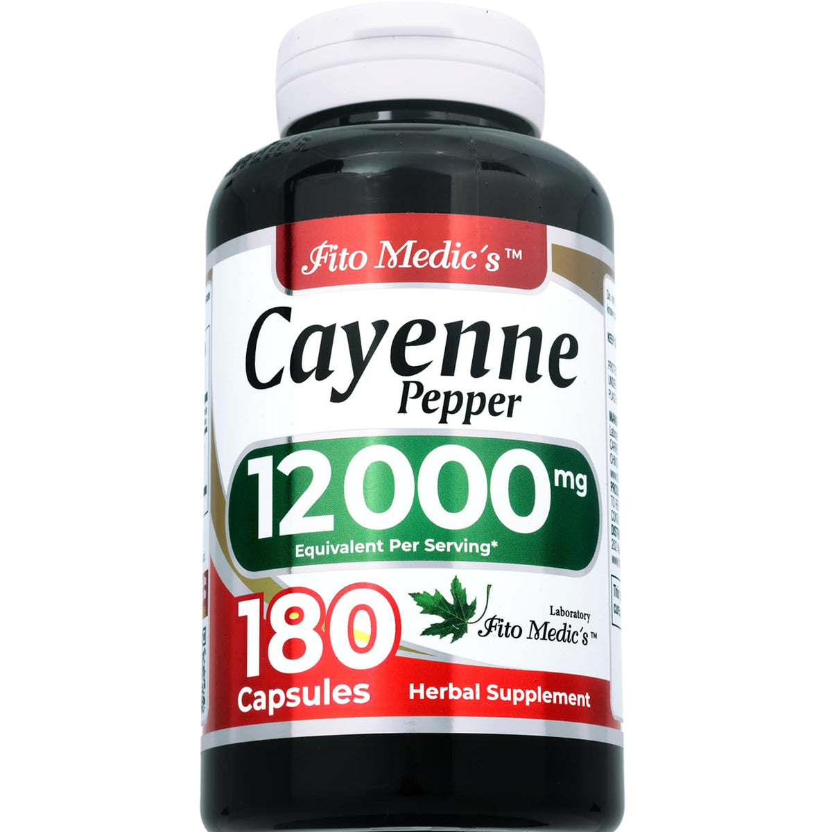 Capsules de poivre de cayenne FITO MEDIC'S sur une surface blanche