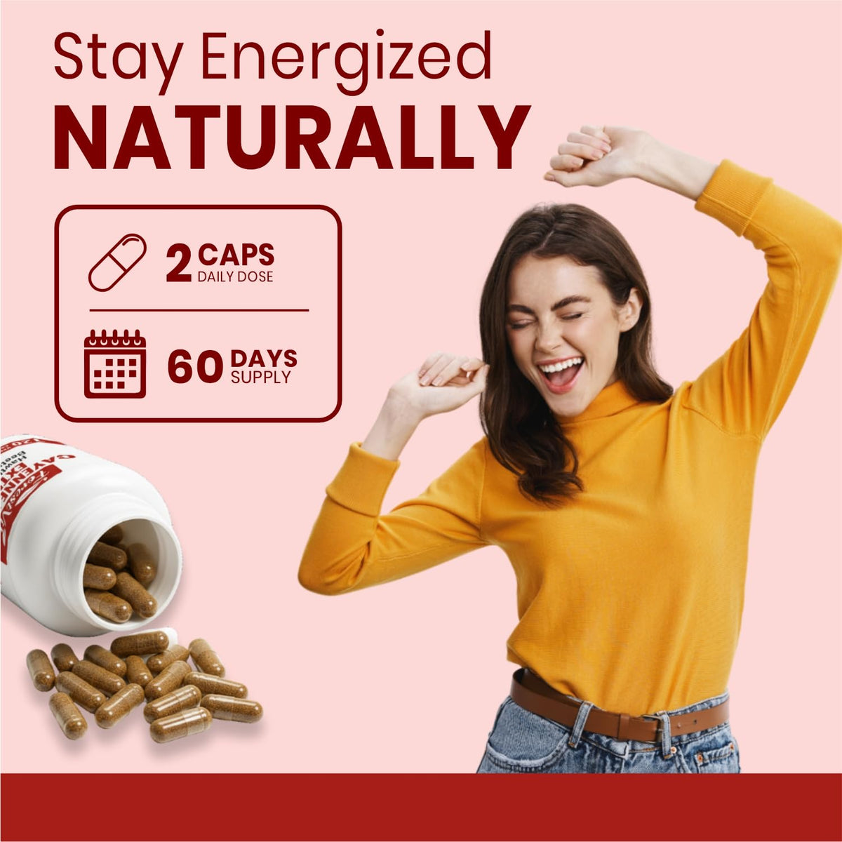 Capsules de poivre de cayenne ForestVibe avec un verre d'eau