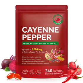 Capsules de poivre de cayenne KITNOBLIS 240 softgels vue de face