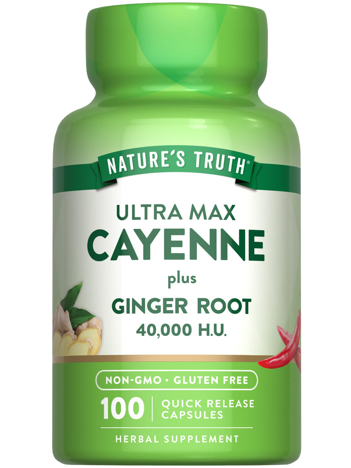 Capsules de Poivre de Cayenne Nature's Truth 40 000 HU vue de face