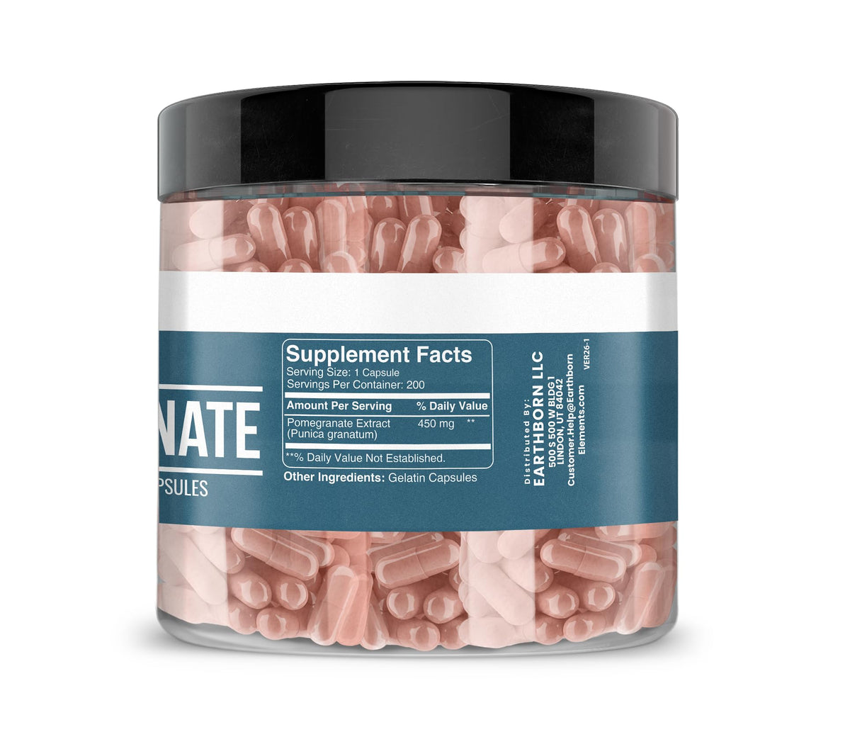 Capsules de Pommegrenade Earthborn Elements, vue de côté
