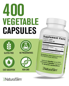 Capsules de potassium NaturalSlim sur fond blanc