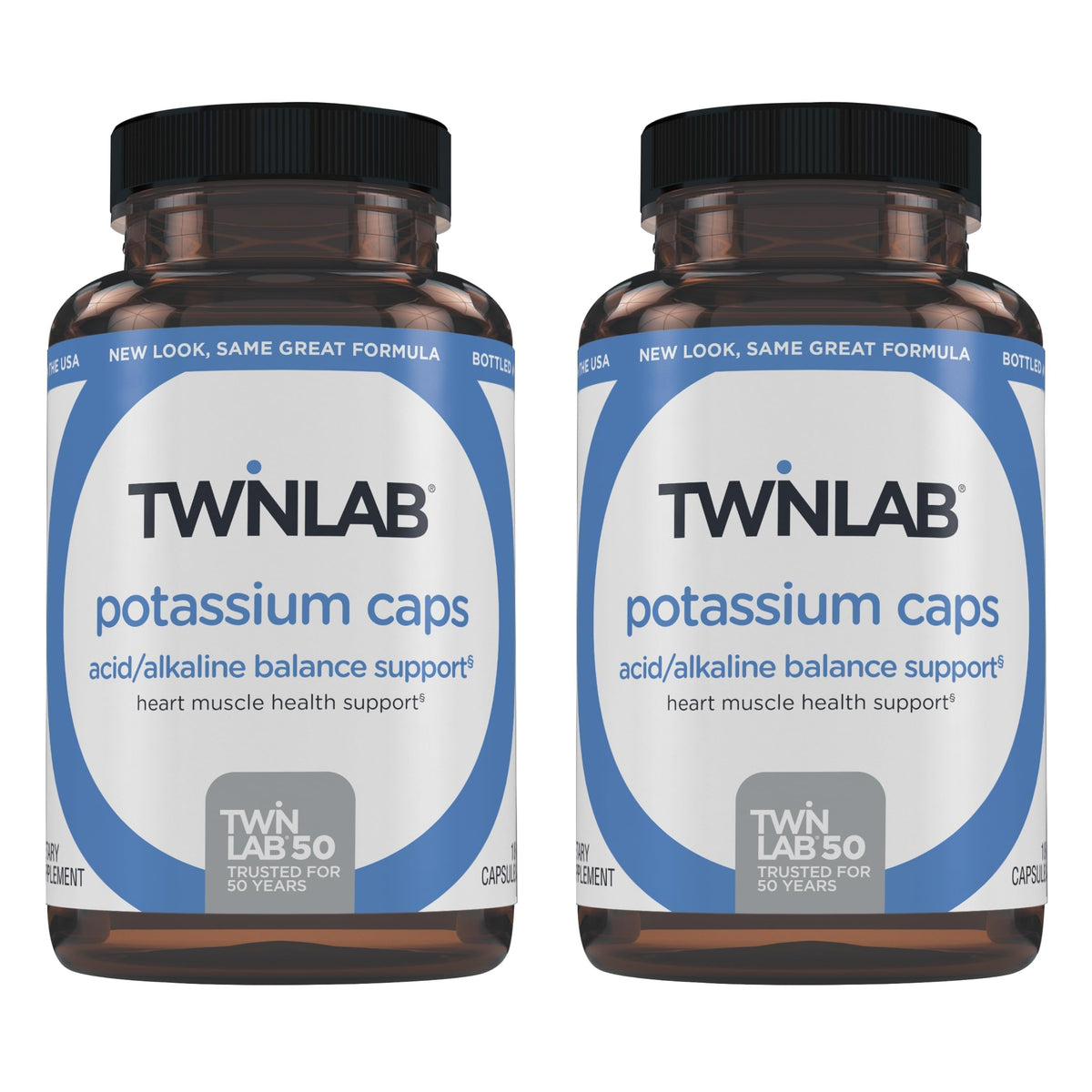 Capsules de Potassium Twinlab vue de face, emballage de 180 capsules