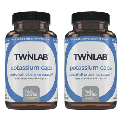 Capsules de Potassium Twinlab vue de face, emballage de 180 capsules