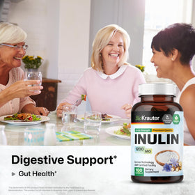 Capsules de poudre d'inuline BIO KRAUTER sur fond blanc