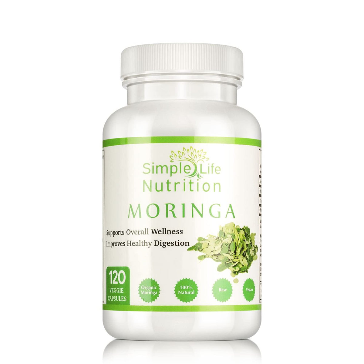Capsules de Poudre de Moringa Bio Simple Life Nutrition vue de face