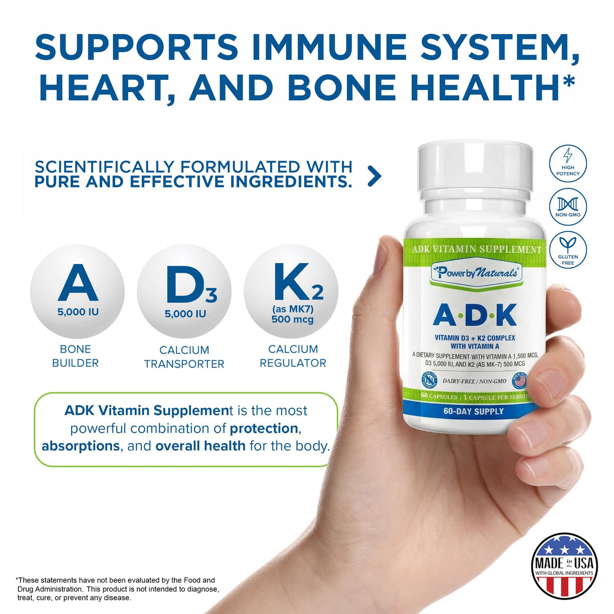 Capsules de Power By Naturals ADK sur une table
