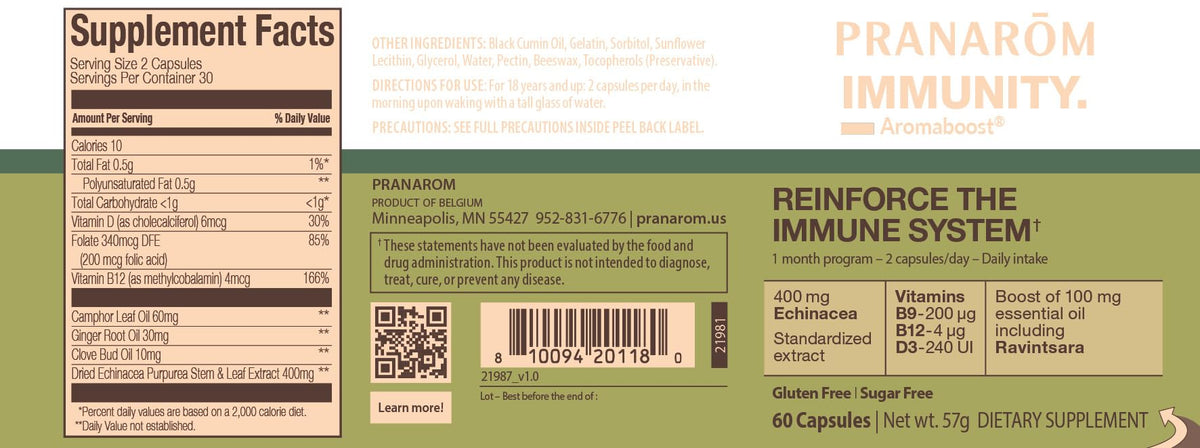 Capsules de Pranarom Aromaboost sur fond blanc