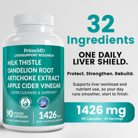 Capsules de PrimeMD 32-en-1 Chardon-Marie sur une table