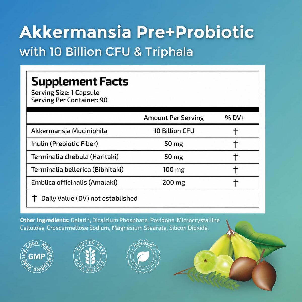 Capsules de probiotique Akkermansia Herbal Wisdom sur une table