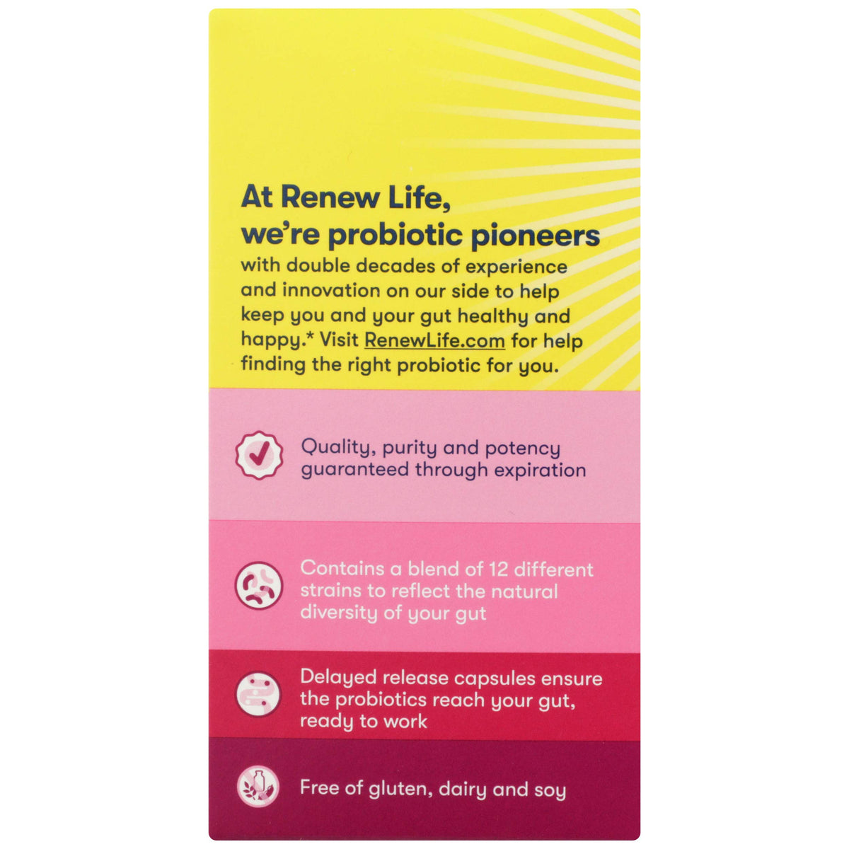 Capsules de probiotique Renew Life pour femmes sur une table