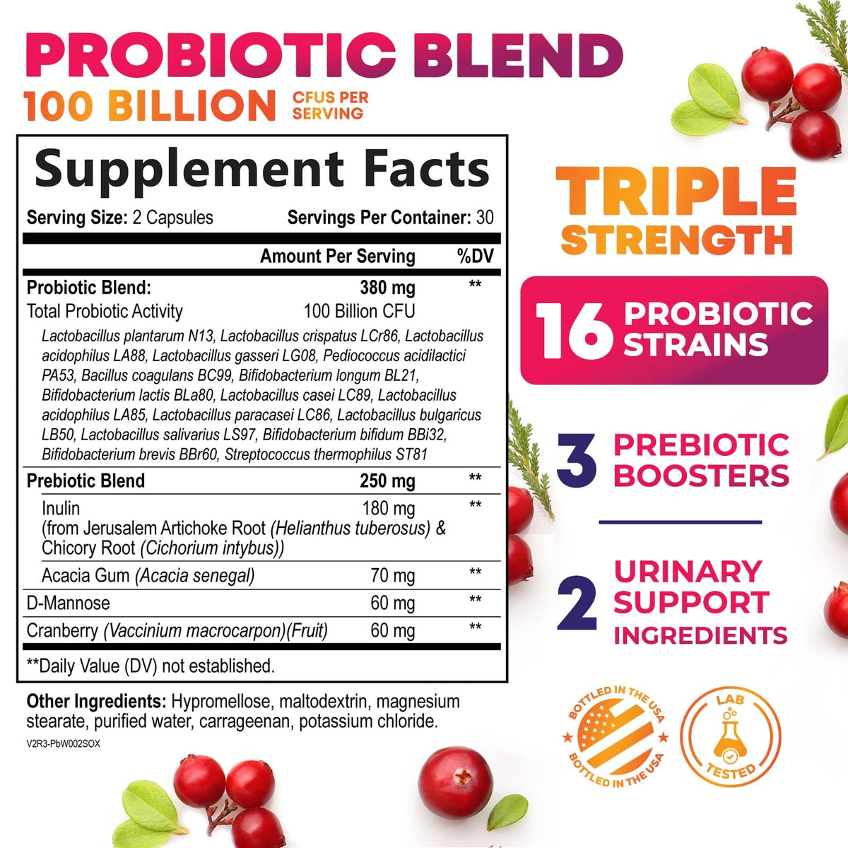 Capsules de Probiotiques Femmes Nature's Nutrition sur fond blanc