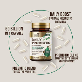 Capsules de probiotiques Health Nutrition Naturals dans un bol