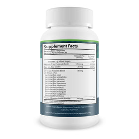 Capsules de probiotiques Lactobacillus Paracasei sur une surface blanche