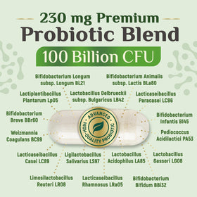 Capsules de probiotiques Nature's Nutrition sur une surface blanche
