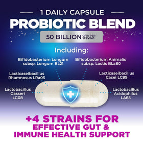Capsules de probiotiques Nature's Peak sur fond blanc